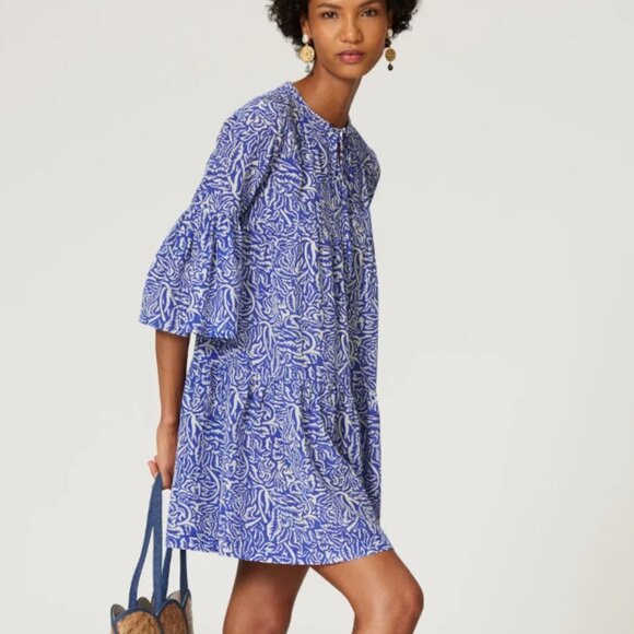 Warm Dresses & Skirts - Warm Garden Dress 100% silk in blue
